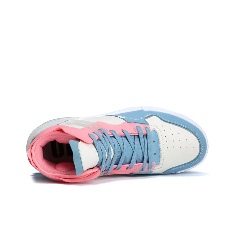 PEAK Taichi 910 Anti Slip Wear Resistant High Top Vintage Basketball Shoes Women's Pink White-3