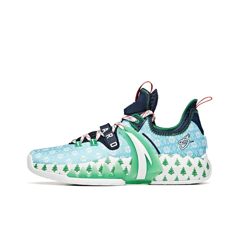 Anta GH2 'Christmas' Cushioning Anti-Slip And Wear-Resistant Low-Top Basketball Shoes Green Blue White-0