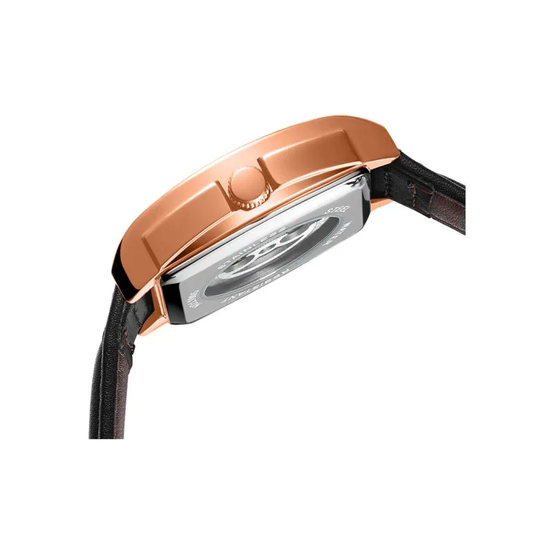 KUN HUANG Mechanical Movement Genuine Leather Strap Watch Men's Watches Cut-Out Dial-6