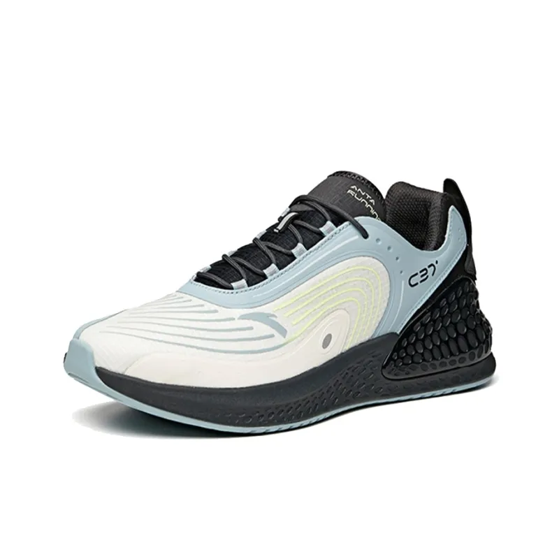 Anta C37+ Cushioned Anti Slip Wear Resistant Breathable Lightweight Low Top Sprint Running Shoes ] Men's Black Blue-2