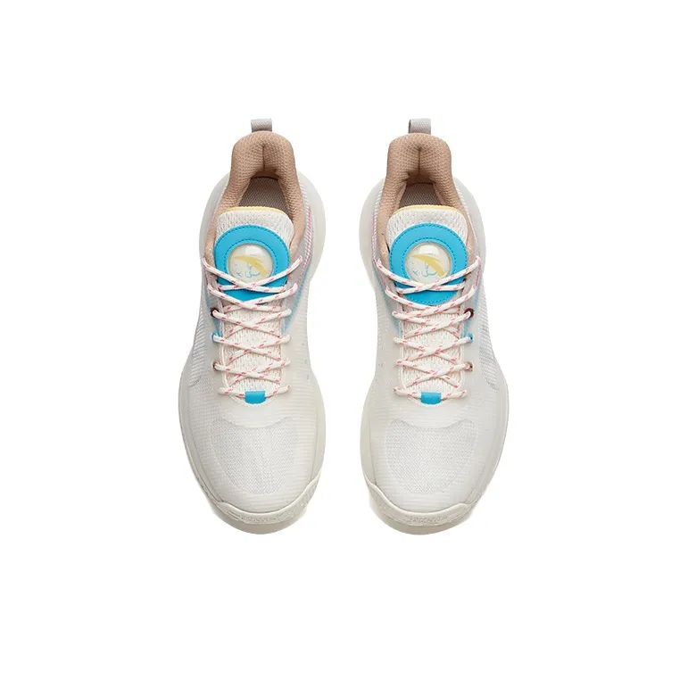 Anta Cement Busters Low Top Basketball Shoes Men's White Gray Blue-4