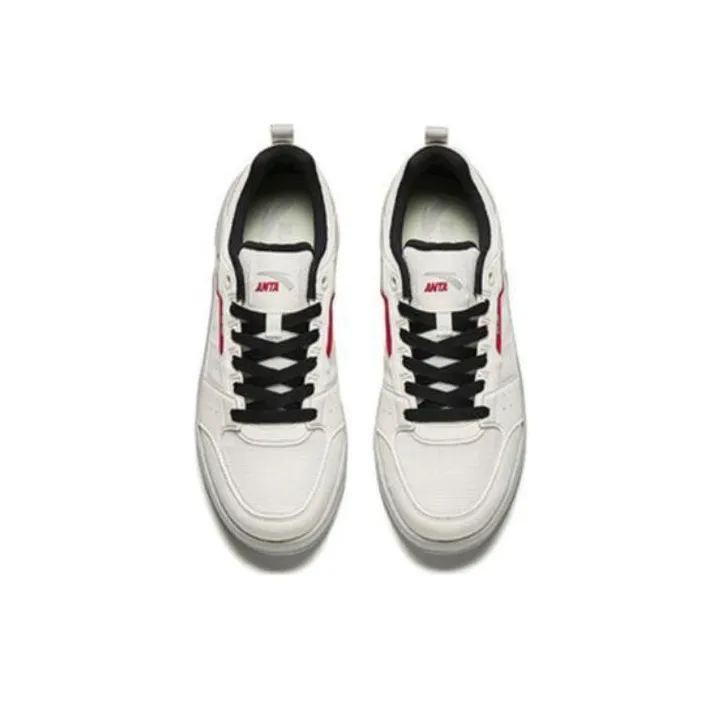 ANTA Rubber Bullet Skateboard Shoes Men Low-Top Beige/Gray/Red-2
