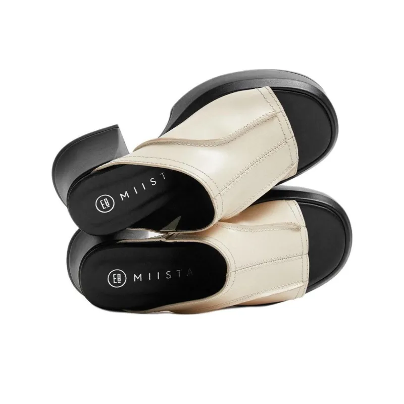 MIISTA Slide Slippers Women's Black White-4