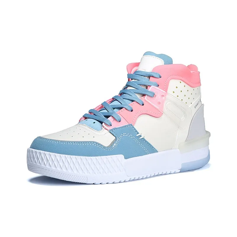 PEAK Taichi 910 Anti Slip Wear Resistant High Top Vintage Basketball Shoes Women's Pink White-2