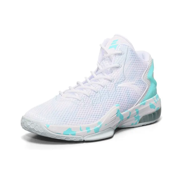 Anta KT3 Team Anti Slip Wear Resistant Mid Top Performance Basketball Shoes Men's White Blue-1