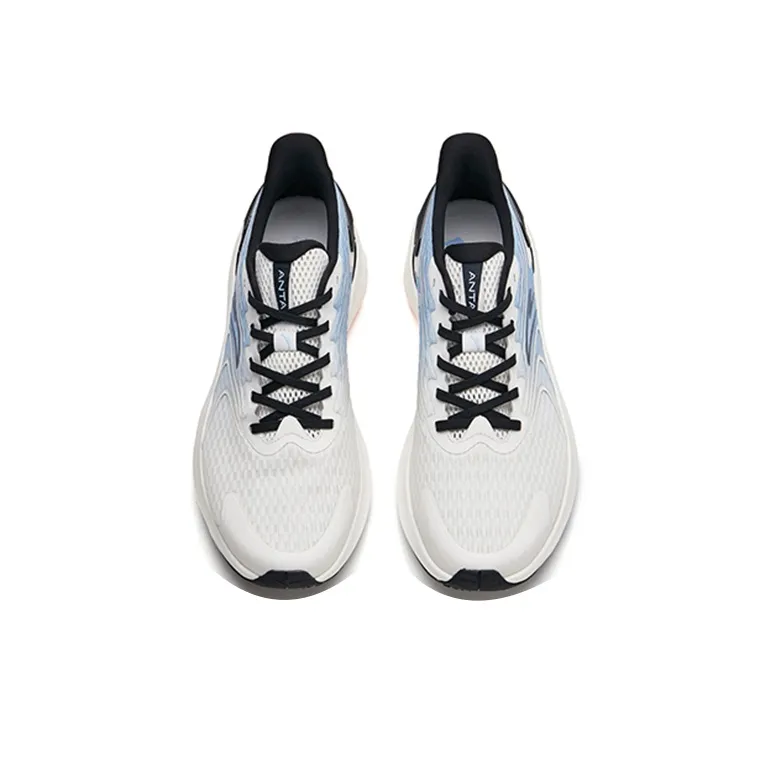 Anta Gazelle 1.0 Cushioning Anti Slip Wear Resistant Breathability Low Top Running Shoes Men's White Black Blue-2