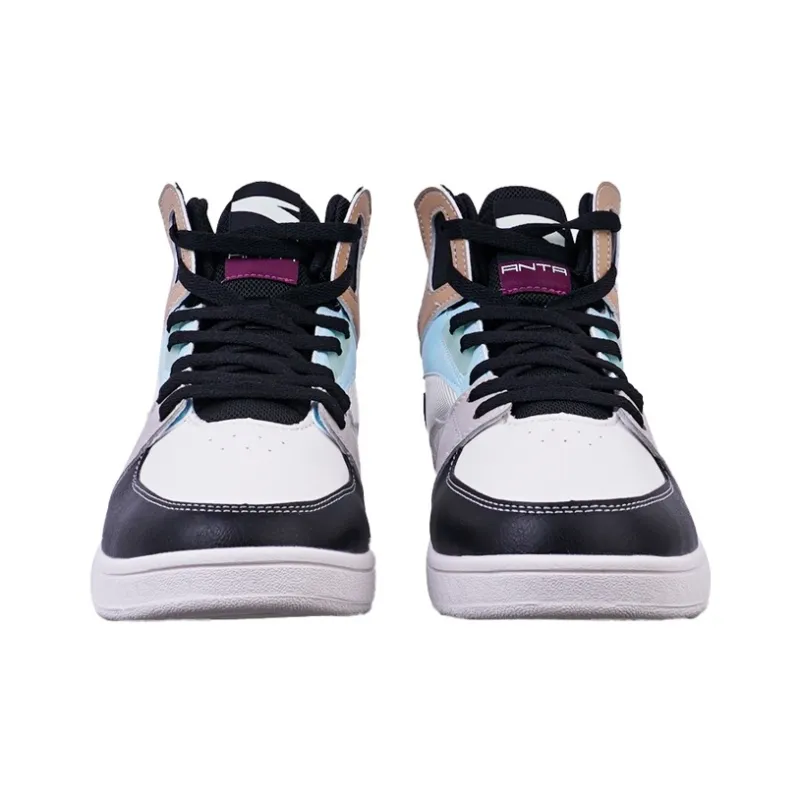 Anta Street Naughty High-Top Skateboard Shoes Men's White Gray Brown-3
