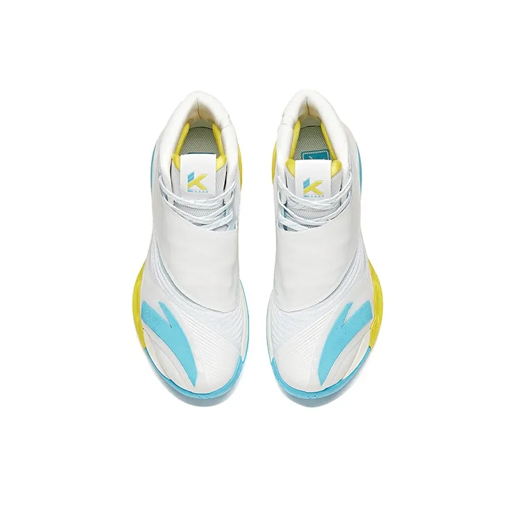 Anta KT6 Thompson Abrasion Resistant Breathable High Top Basketball Shoes Men's White Blue Yellow-2