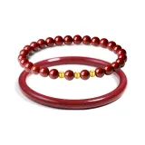 Cinnabar Bracelet+Gold Bead Cinnabar Beaded Bracelet