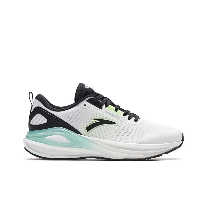 Anta C100 Wear Resistant Low Top Running Shoes Men's Black White Cyan-1