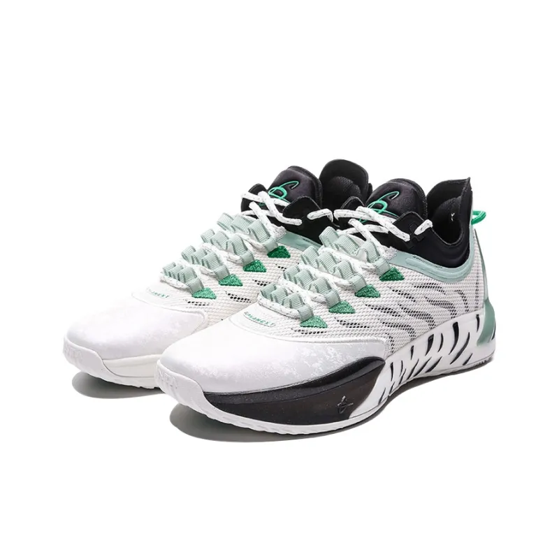 Anta GH1 Low Alpha Abrasion Resistant Breathable Low Top Basketball Shoes Men's White Black Green-1