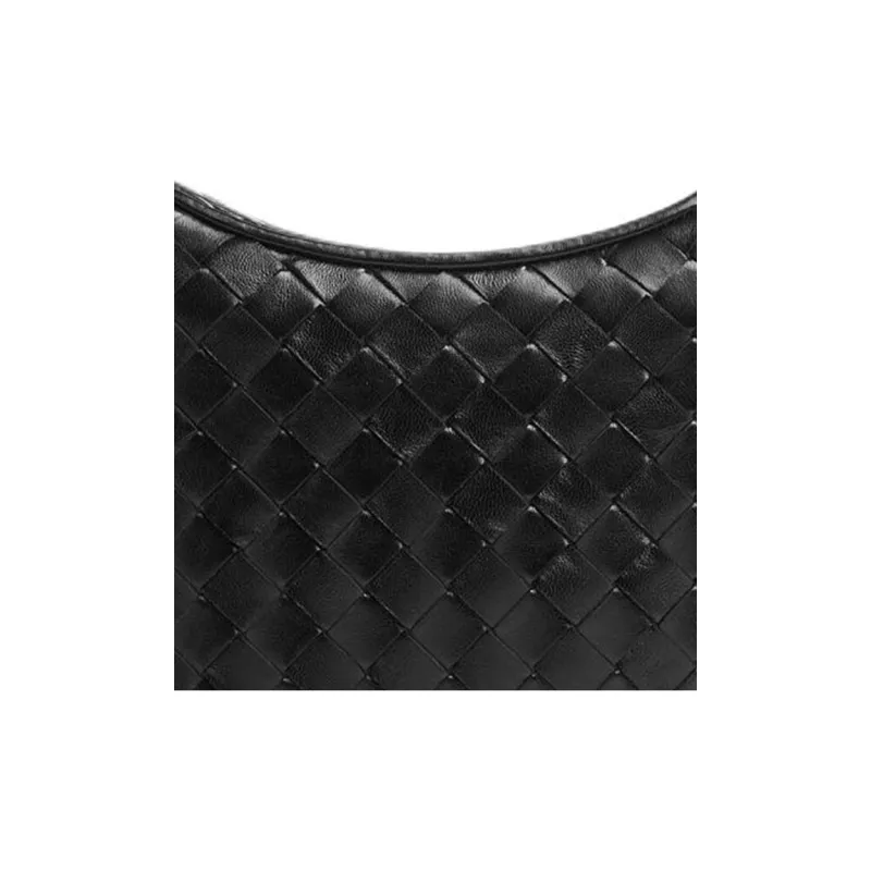 Bottega Veneta Sheepskin Crescent Bag Shoulder Bag Crossbody Bag Small Size Women's Black-4