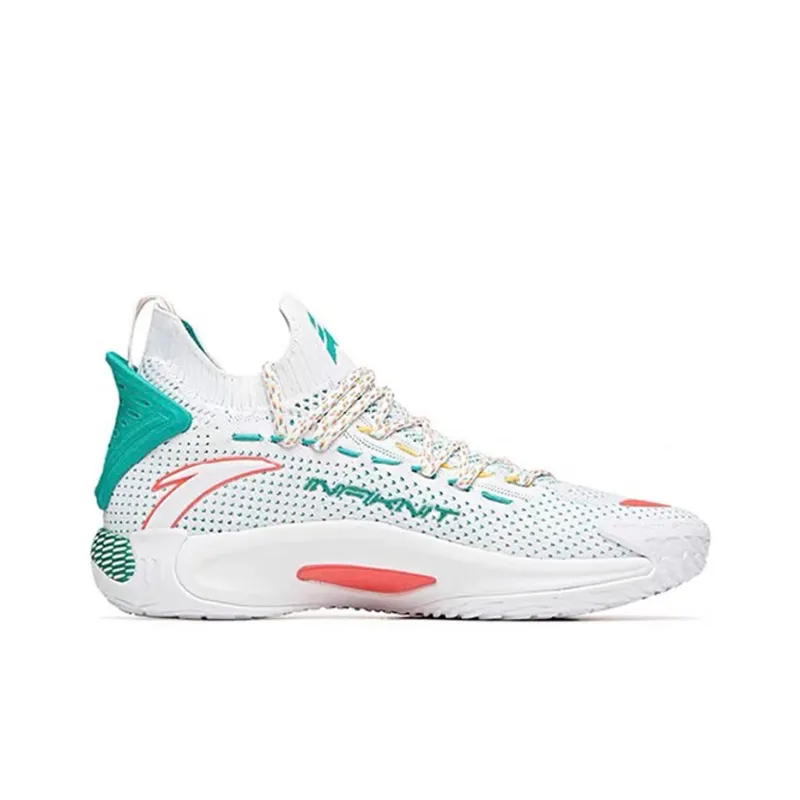 Anta KT5 Cushioning Anti Slip And Wear Resistant Mid Top Basketball Shoes White Red Green-1