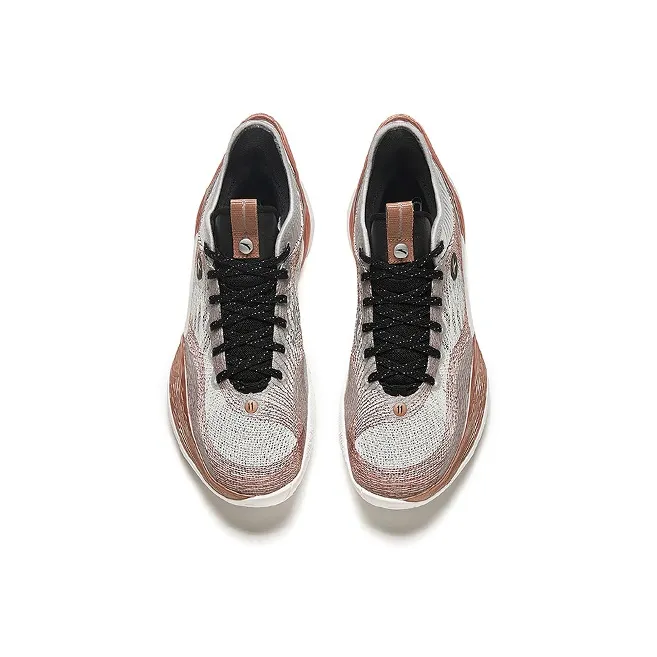 Anta Three point Rain1.0 Belief Cushioning Wear Resistant Low Top Basketball Shoes Men's Silver Copper-3