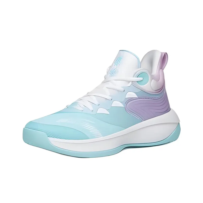 Anta Tiger Roar Cushioning, Slip Resistant, Abrasion Resistant Coverage Mid Top Basketball Shoes Men's Blue Purple-1