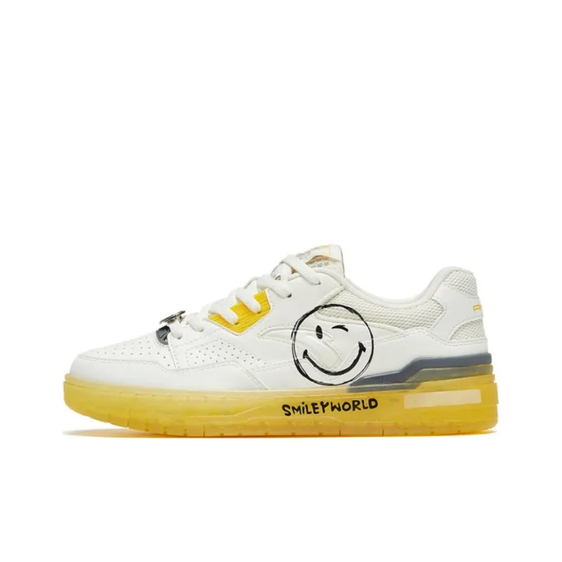 Anta Flame 4.0 Slip Resistant Cushioning Wear Resistant Low Top Skateboard Shoes Men's White Yellow-0