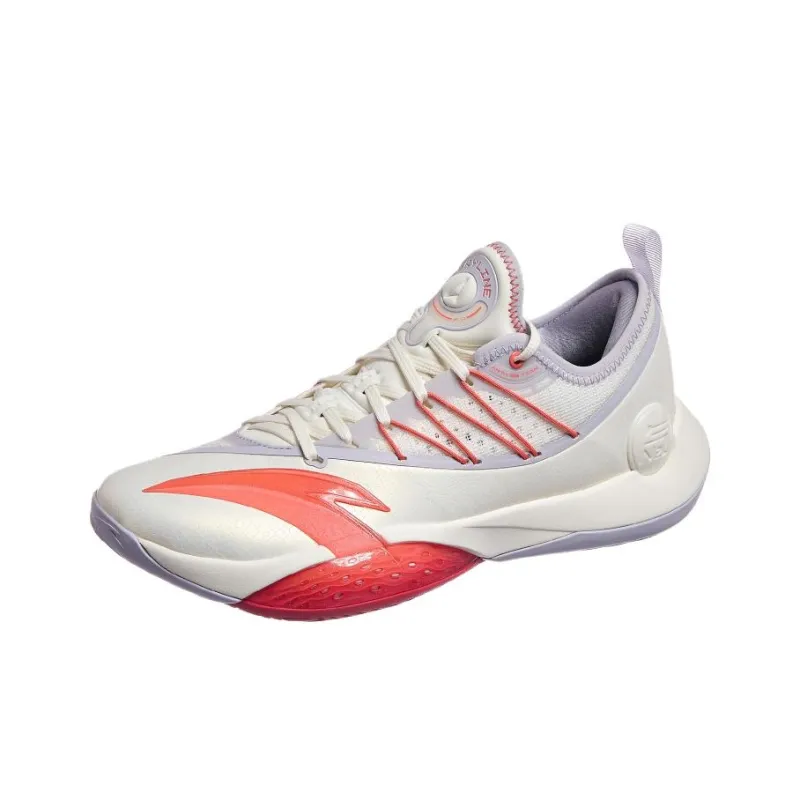 Anta Skyrim 2 Cushioning Breathable Low Top Basketball Shoes Men's White Gray Red-1