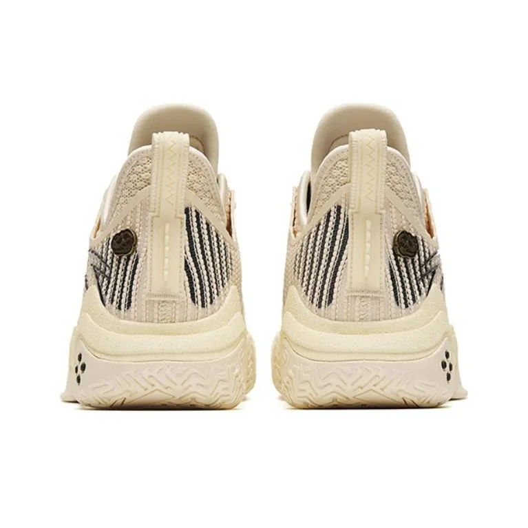 Anta Frenzy 4 Pro Cushioning Anti-Slip And Wear-Resistant Low-Top Basketball Shoes Beige Yellow Fossil Color Scheme-3