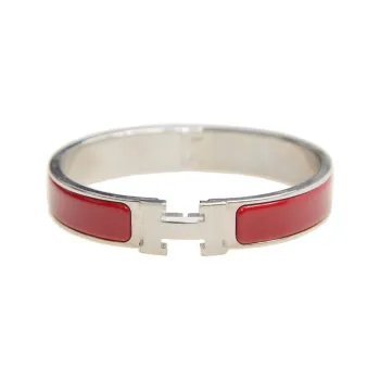 HERMES Bangles Women's Red/Silver