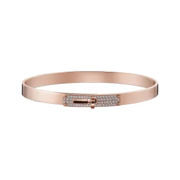 HERMES Kelly 18K Rose Gold Bangles Women's