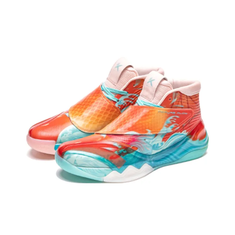Anta Wear-Resistant Slip-Resistant High-Top Basketball Shoes Men's Yellow Orange Blue-1
