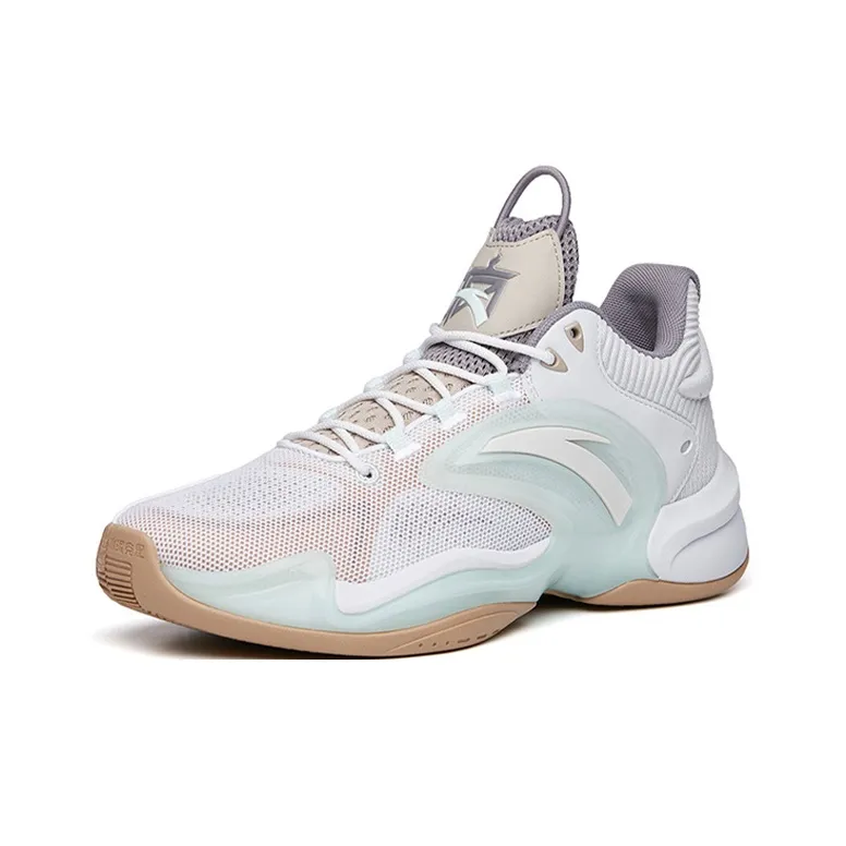 Anta Hear Wave 3 Cushioned Slip-Resistant Low-Top Basketball Shoes Men's Gray White-1