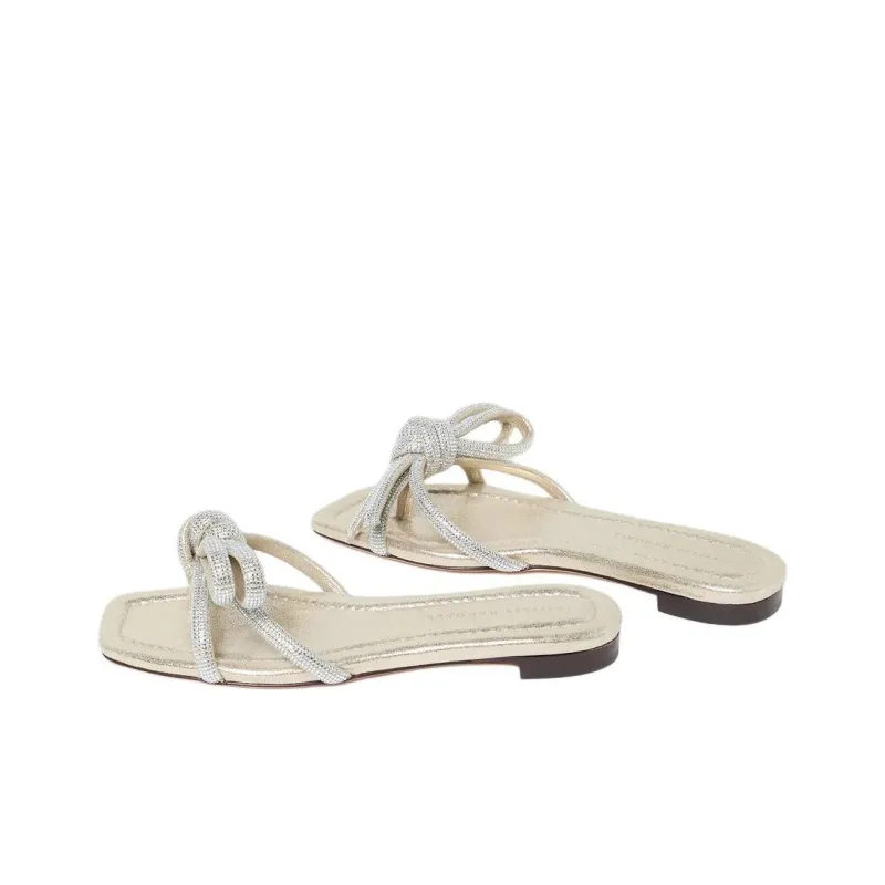 Loeffler Randall Slide Slippers Women's Gold Silver-4