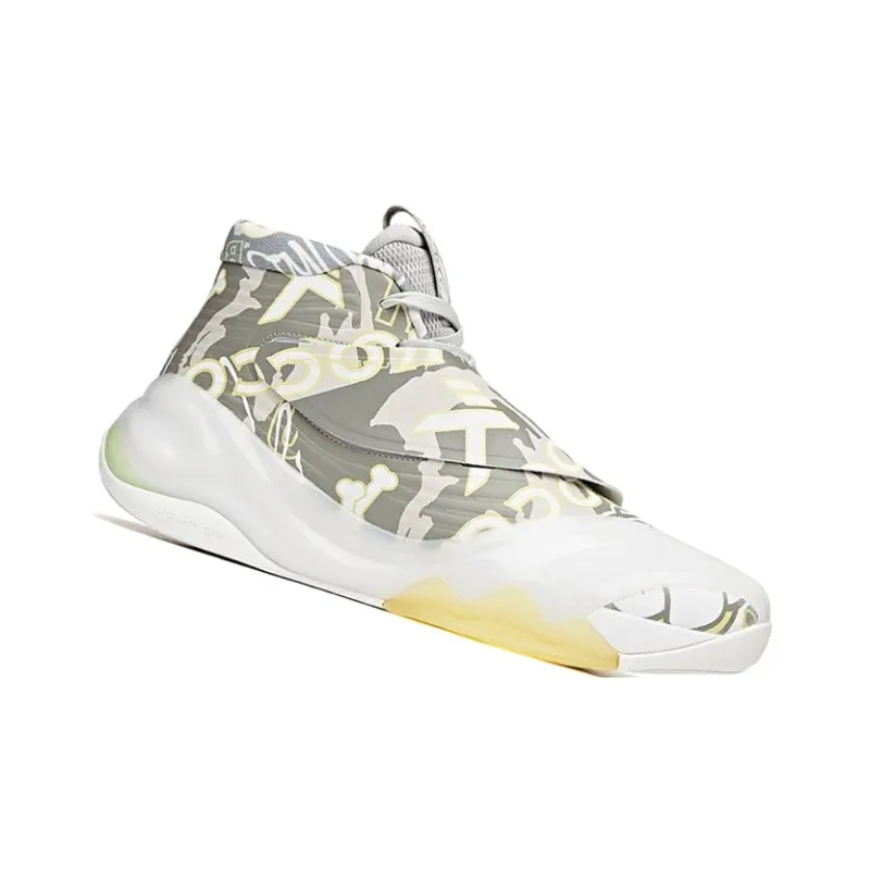 Anta KT6 Cushioning Coverage Support High Top Basketball Shoes Men's Gray White Yellow-1