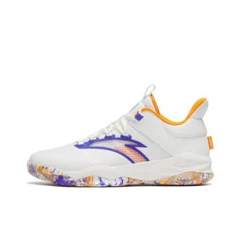 Anta Bastard Lightweight Wear resistant And Non slip Low Top Basketball Shoes White Orange Purple