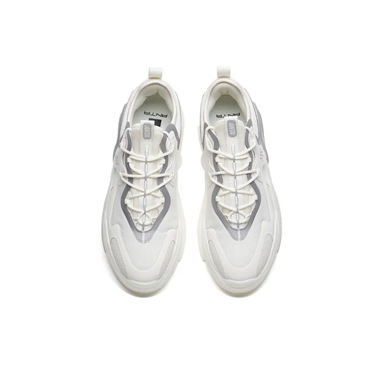 Anta AT91 Slip-Resistant Cushioning Wear-Resistant Low-Top Skateboard Shoes Men's White Silver-3