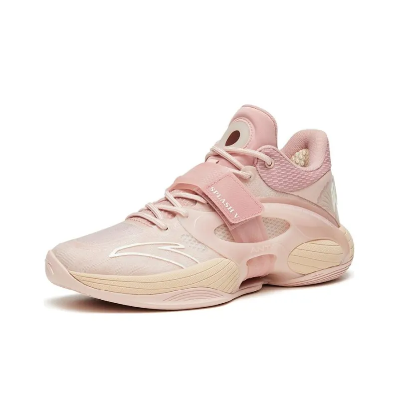 Anta KT SPLASH V Hawaii Hotel Cushioning Anti Slip And Wear Resistant Performance Basketball Shoes Men's Pink-1