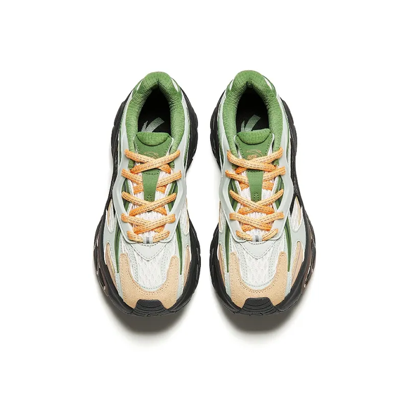 ANTA Star Moon Series Chunky Sneakers Women's Low Top Green Brown-2