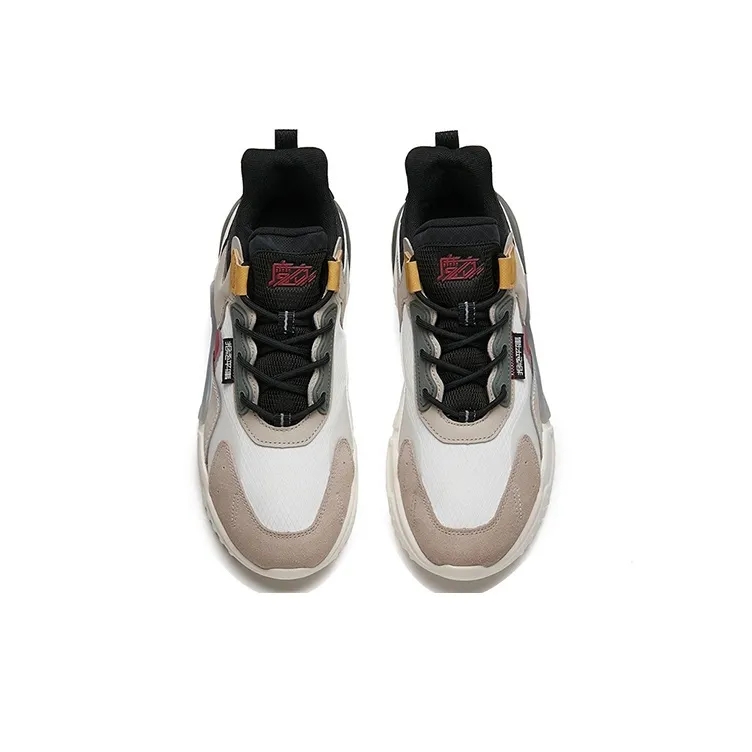 Anta Rubik's Cube Cushioning Anti-Slip And Wear-Resistant Low-Top Chunky Sneakers White Gray Black-2