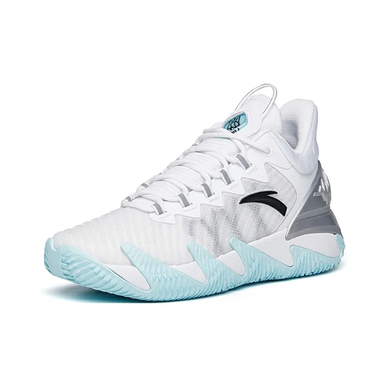 Anta Reverse Blade Cushioning Anti-Slip And Wear-Resistant Low-Top Basketball Shoes White Black Blue-1