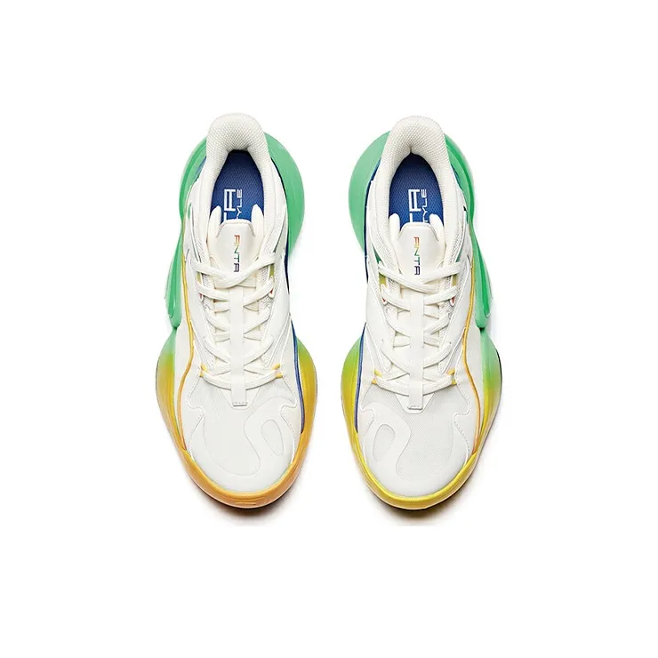 Anta Facebook Series Cushioning Anti Slip And Wear Resistant Balance Low Top Casual Shoes Men's Cyan Yellow White-2