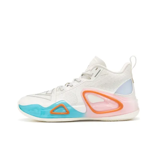 PEAK Surfing The Big Triangle 2.0 Basketball Shoes Women's Mid-Top White/Blue/Pink