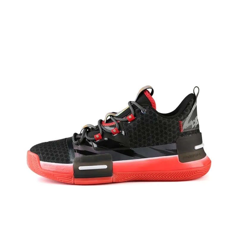 PEAK Flash Cushioning Wear Resistant Low Top Basketball Shoes Men's Black Red-0
