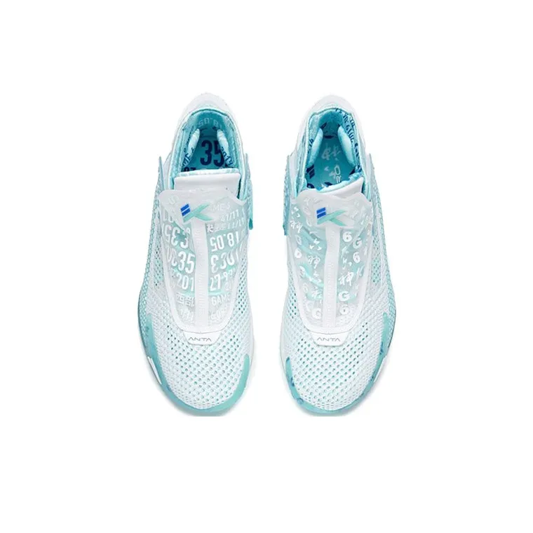 Anta KT5 Thompson Pro Shock Absorbers With Slip Resistant Features High Top Basketball Shoes Men's White Blue-2