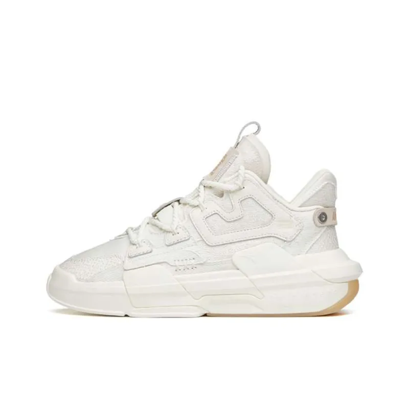 Anta Bastard Slip Resistant Cushioning Wear Resistant Mid Top Skateboard Shoes Women's White-0
