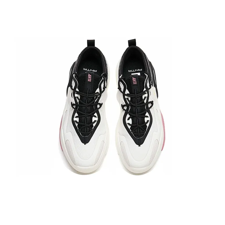 Anta AT91 Slip Resistant Cushioning Wear Resistant Low Top Skateboard Shoes Women's White Black-2