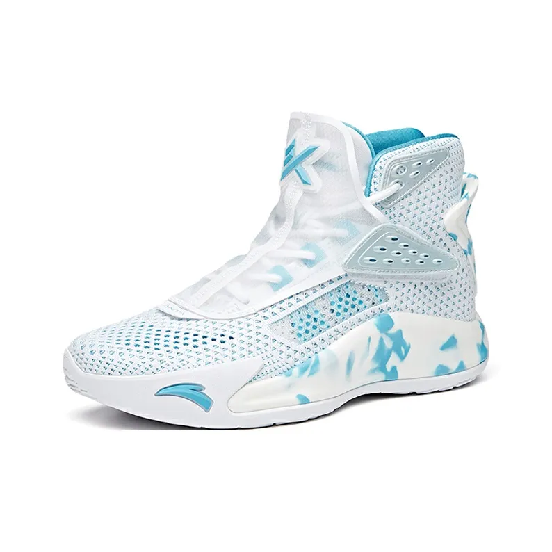 Anta KT5 Cushioning Anti Slip And Wear Resistant High Top Basketball Shoes Men's White Blue-2