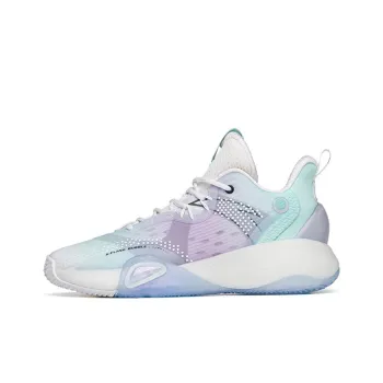 ANTA Bubble Bomb Basketball Shoes Men Low Top Light Beach Green/Ivory White/Lotus Purple