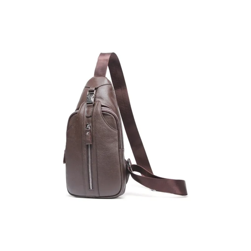 DOSRFINI Top Grain Cow Leather Casual Business Commute Multicolor Sling Bag Regular Men's Black/Brown-6