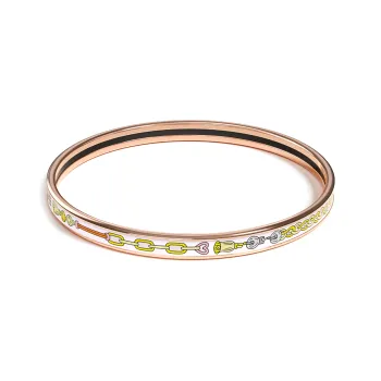 HERMES Enamel, Rose Gold Tone Plated Bangles Women's Pink