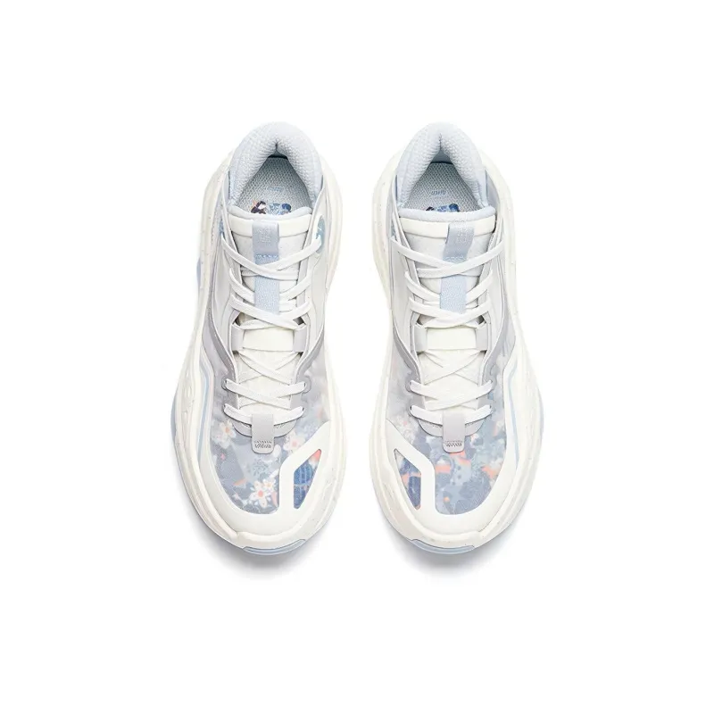 Anta C37 2.0 Anti Slip Wear Resistant Mid Top Skateboard Shoes Women's Gray Blue-2