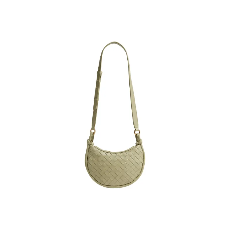 Bottega Veneta Sheepskin Crescent Bag Shoulder Bag Crossbody Bag Small Size Women's Limestone Green-0