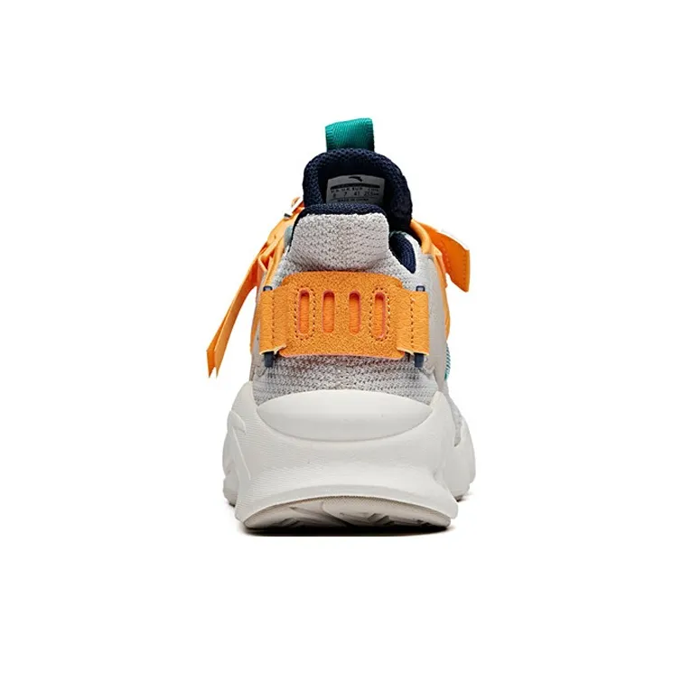Anta Bastard Cushioning Anti Slip Wear Resistant Breathability Low Top Chunky Sneakers Men's White Green Orange-3