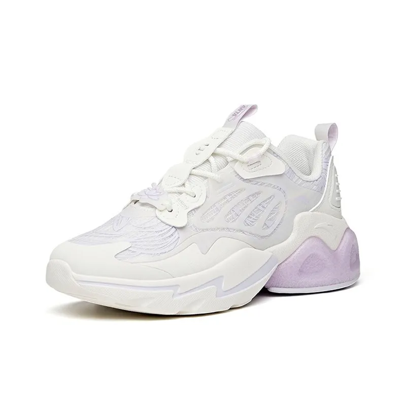 Anta Millennium 2.0 Anti Slip Wear Resistant Low Top Chunky Sneakers Women's White Purple-1