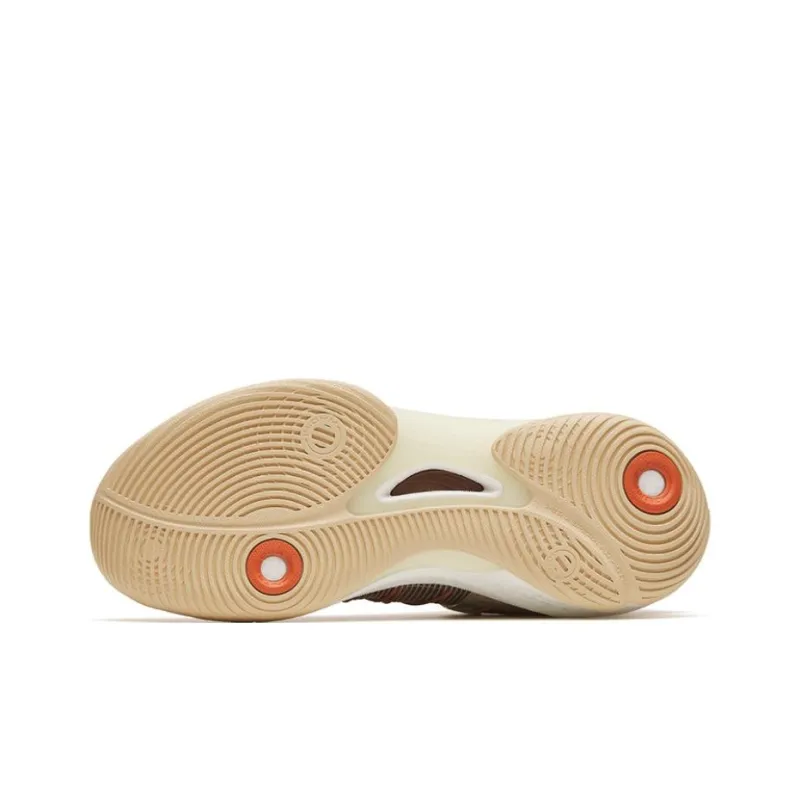 Anta Skyline 1 Anti-Slip Wear-Resistant Low-Top Basketball Shoes Light White Brown Yuanxiao Color Scheme-4