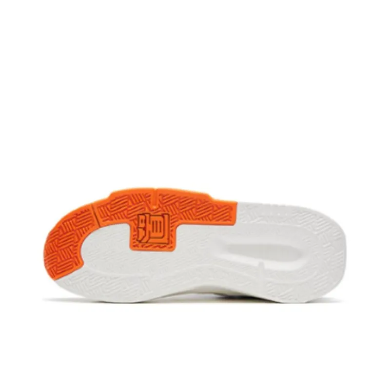 Anta Overbearing Shock Absorbers Slip Resistant Breathable High Top Basketball Shoes Men's White Blue-4